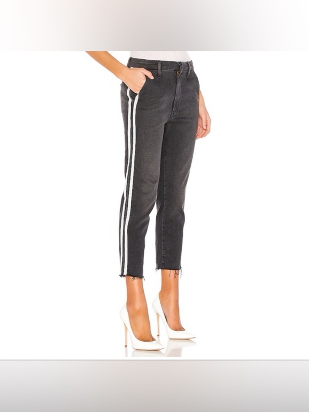 MOTHER The Shaker Prep Fray High Waist Cropped Jeans Size 28